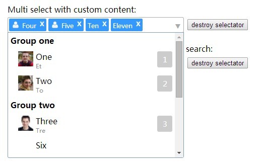 jQuery Selectator